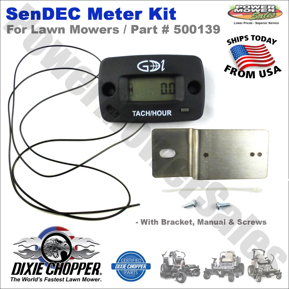 Dixie Chopper SenDEC 仪表套件带支架手册,割草机螺丝,500139 — 第 2/4 张图片