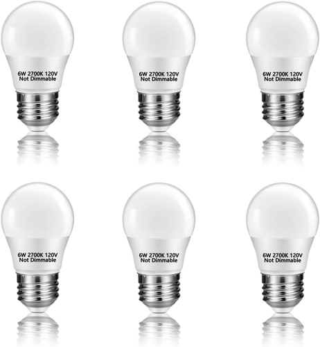6 Pack A15 6W 120V E26 Base Small LED Refrigerator Light Bulb Non-Dimmable - Picture 7 of 11