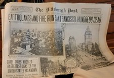 April 19, 1906 Pittsburgh Post San Francisco  Earthquake Likely a Reprint 