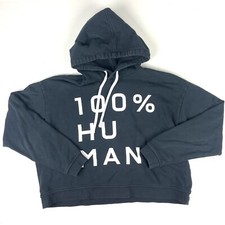 Everlane Womens 100 Human Black Pullover Hoodie Cropped Sweatshirt Size Medium