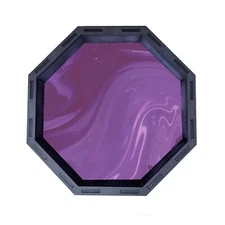 Purple Marble Octagon Wooden Dice Tray, Rolling Tray D&D Tabletop Board Games
