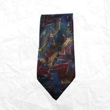 SIR HENRY Multi-Color Abstract Design ~ 35% Silk, 65% Polyester ~ USA Made! EUC!