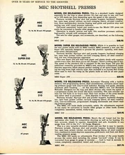 1970 Print Ad of MEC Shotshell Press Super-250, 310 & 400 Shotgun Shell Reloader
