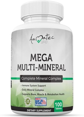 Aamatec Life Multi Minerals Supplement Complete Mineral Complex with Vitamin D3,