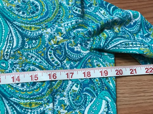Talbots Collared Shirt Womens M Blue Green Paisley 1/4 Button Stretch Nylon Blen - Picture 10 of 12