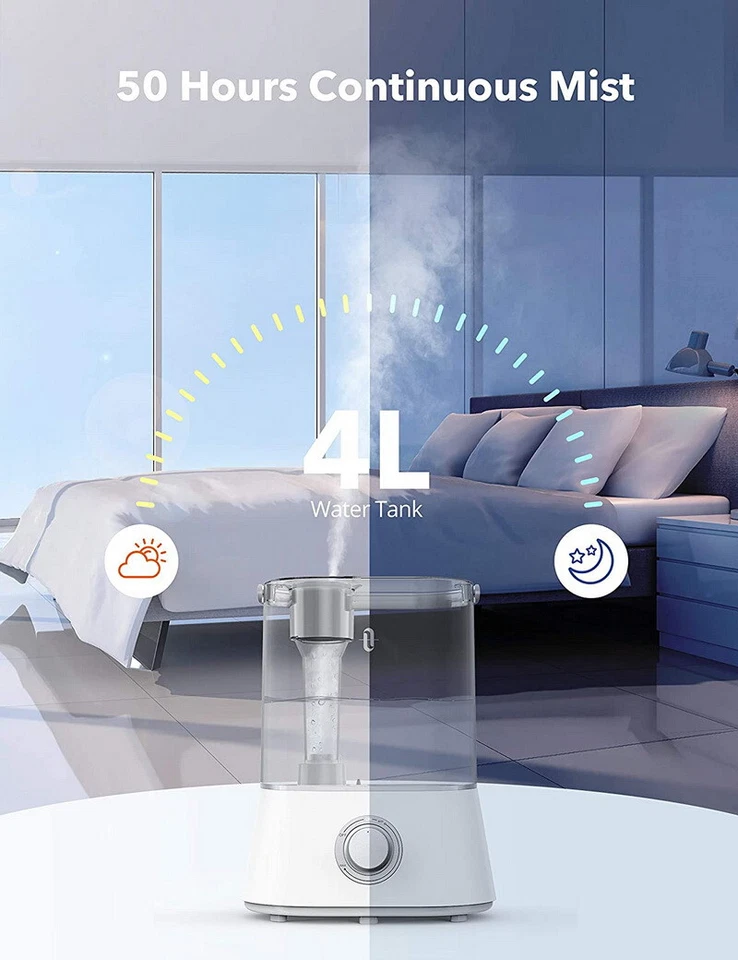 TaoTronics AH024 Cool Mist Humidifier Quiet Ultrasonic 4L Humidifier DI14_GR - Image 3 of 4