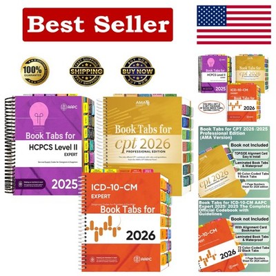 Index Tabs for AMA CPT Book, ICD-10 Code, HCPCS Level II, 3-Set Bundle 2026/2025