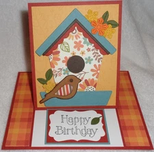 Stampin Up! Card Kit Floral BIRDHOUSE Easel Stand-Up Card HAPPY BIRTHDAY Autumn