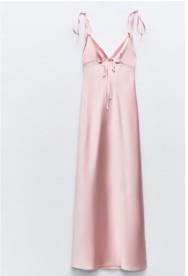 ZARA SS24 SATIN EFFECT CUT OUT DRESS PALE PINK Sz XS S L 3542/331 NWT | eBay