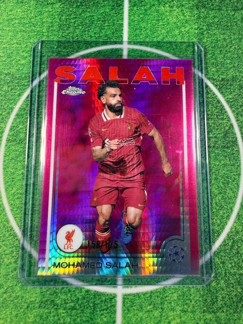 2024-25 Topps Chrome UEFA #87 Mohamed Salah Neon Pink Prism Refractor #/175
