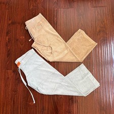 Vtg Y2K Juicy Couture Velour Tracksuit Sweatpants Lot Sz S Wide Leg Green Brown