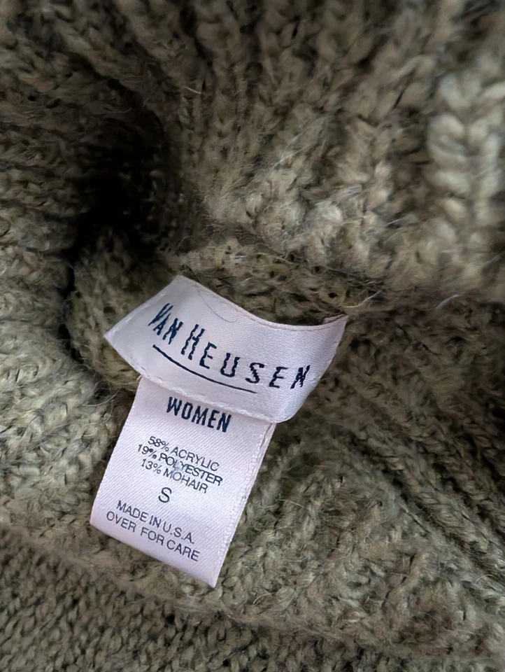 Suéter De Colección Fuzzy Cottage Core Pequeño Verde Cuello Alto Oficina Tejido De Gran Tamaño Foto 4 de 4