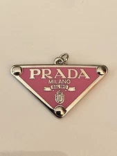 Prada Silver Tone Triangle Tag Zipper Pull
