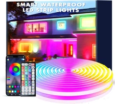 LED Neon Light Cord with Remote Control - Flexible, 60FT IP67 Waterproof, Music 