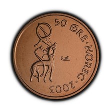 NORWAY. 2003, 50 Ore - Harald V, Norse Mythology Nidhogg Dragon Yggdrasil