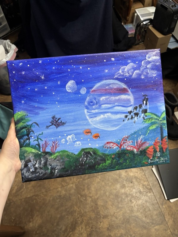 Original 11”x14” Pandora Inspired Shimmering Acrylic Painting on canvas