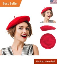 Lightweight Vintage French Beret - Chic Red Wool Hat for Fashion Lovers