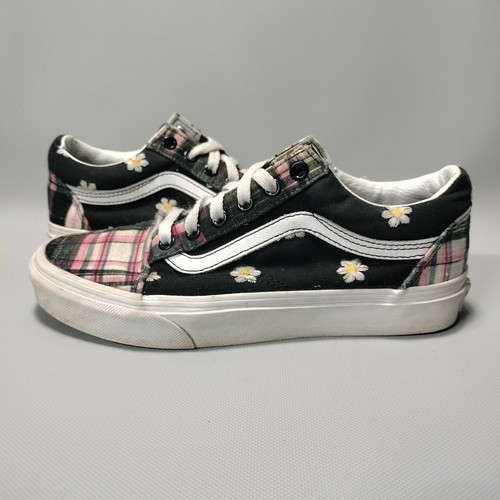 Vans Old Skool Floral Plaid Patchwork Black Sneaker Shoes Womens 6.5 And Mens 5 - Picture 2 of 7