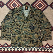 USMC Woodland Marpat Camo Shirt Mens Medium Reg American Apparel Uniform Blouse