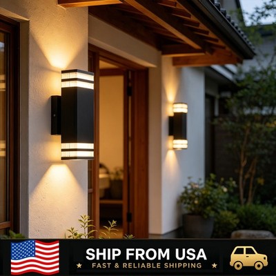 LETRY 2 Pack Up&Down Lighting LED Rectangle Outdoor Wall Sconce Waterproof 9.8in