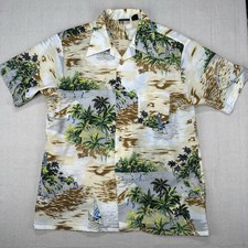 Vintage Jc Penney Towncraft Men  s Hawaiian Shirt Size L Button Up Made In Korea