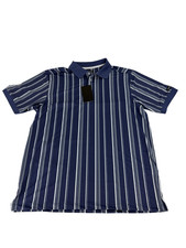 Bad Birdie Ridge Polo Winning Streak Cobalt Stripe Golf Shirt Men's Size M NWT