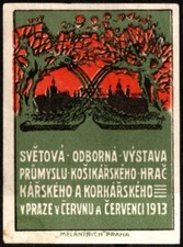 1913 Austria-Hungary Poster Stamp World Specialized Exhibition Basketry Toymakin