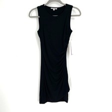Good American Black Sleeveless Bodycon Ruched Mini Dress Women's Size 0 NWT
