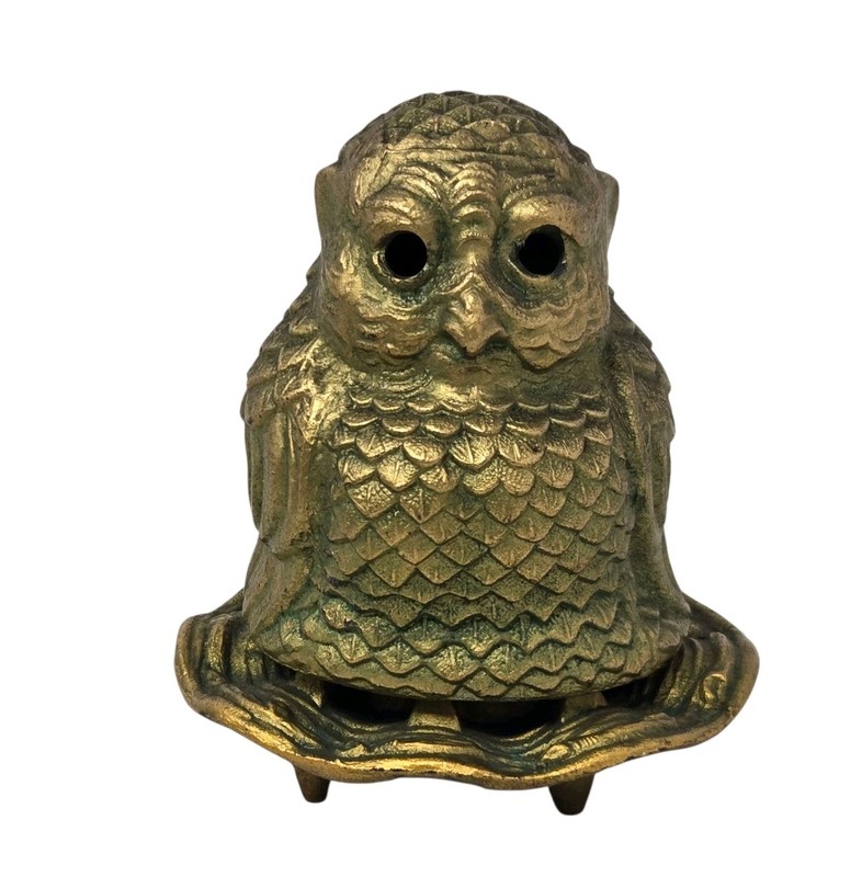 1920s VANTINES OWL Art Deco Incense Burner Cast Metal