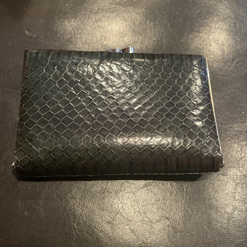 Genuine Snakeskin Coin Wallet, Coin Purse, Credit Card Holder Navy Blue