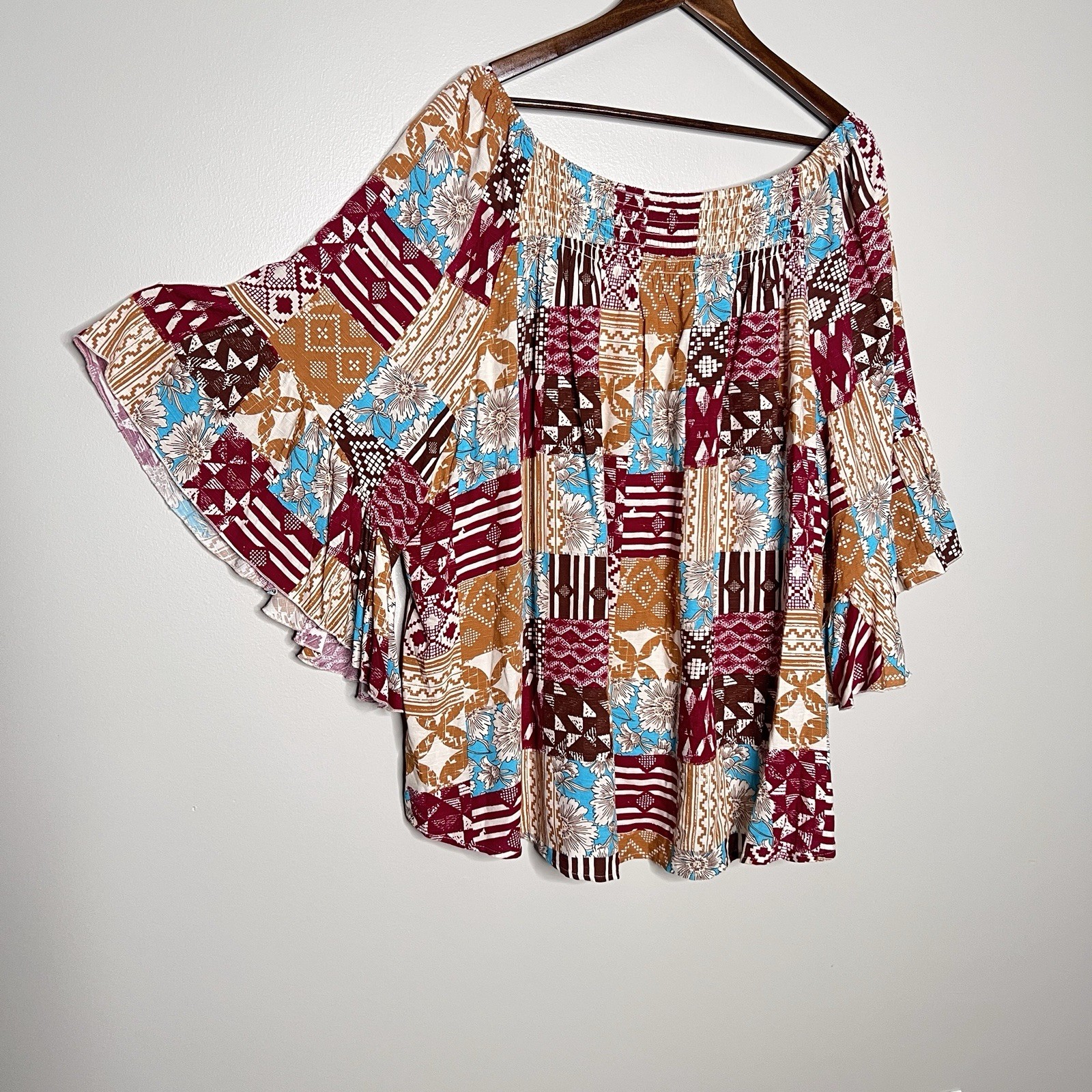 CATO Multicolor Aztec Print Patchwork Peasant Sty… - image 6