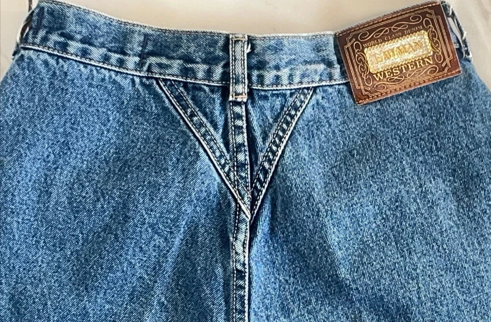 Pantalones de mezclilla Lawman vintage para mujer Western de tiro alto adornados con botones laterales talla 9 Foto 2 de 4