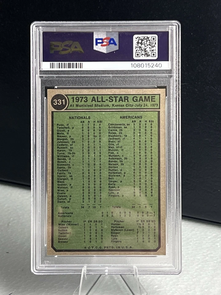 1974 Topps - All Star Catchers Johnny Bench, Carlton Fisk #331 - Image 2 of 2
