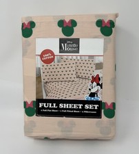Disney Minnie Mouse FULL Sheet Set 4 PC 100 Cotton Pink Green Bows Kids