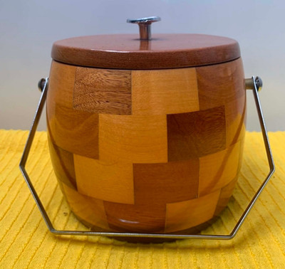 Vintage Mid Century Cambridge Ware Holz Eiskübel Schwenkgriff Made England