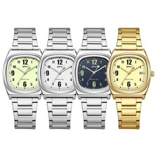 Women's Business Square Dial Stainless Steel Wrist Watch Date Waterproof Watch