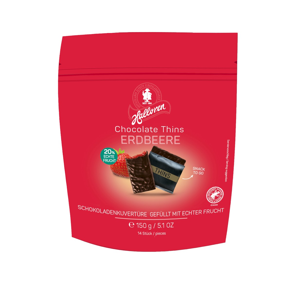 Halloren Chocolate Thins Tarta De Fresa Con Preparación De Fresa 150g