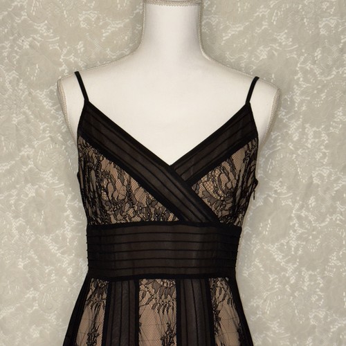 Vintage Ann Taylor Loft Black Lace & Beige Lined Sleeveless Cocktail Dress SZ 6 - Picture 14 of 24