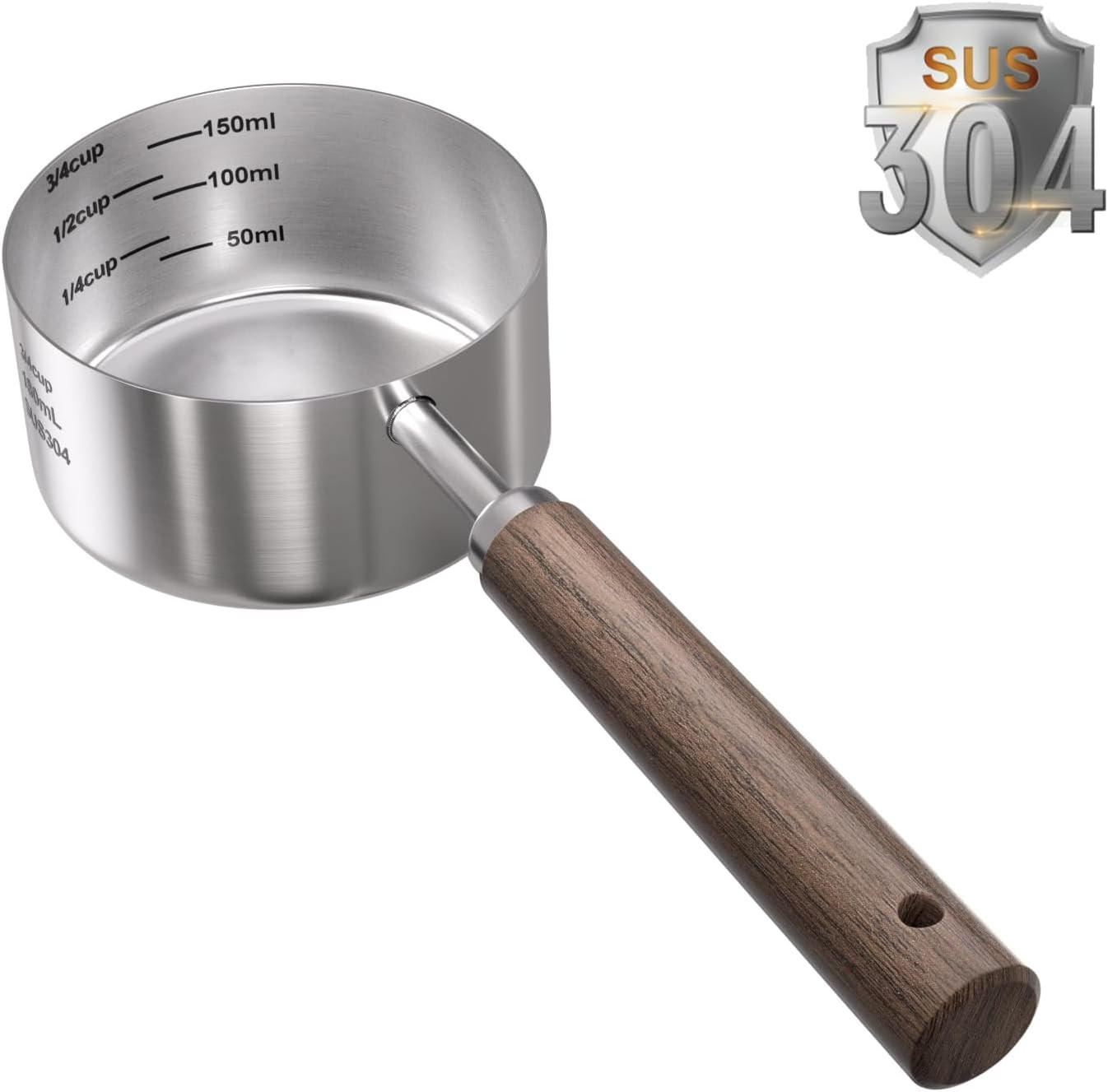 Scoop Measuring-cup - 3/4 Cup (6 Oz),304 Stainless Steels,black Wal