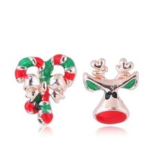 Small Christmas Earrings Cute Irregular Alloy Santa Reindeer Snowman Tree J - 01