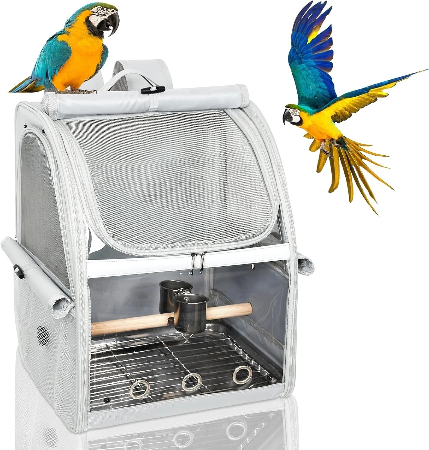 Bird Carrier Bag with Indestructible Stainless Steel Mesh, Bird Travel Cage with