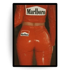 Vintage Marlboro Racing Girl Poster | Retro Moto Aesthetic Wall Art