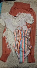Bohemian Beach Outfit Set Crochet Fringe Boho V-Neck