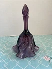 Fenton Glass Bell Amethyst Purple Paisley Swirl Design Vintage