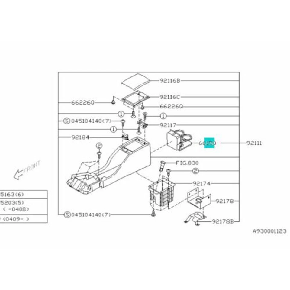 Portavasos trasero consola central para Subaru Forester 2003-2008 para Impreza 2005-07 Foto 3 de 4