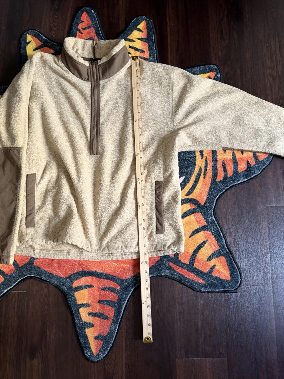 REI Co-op 2000s Fleece Half-Zip Pullover Large Mens Beige/Brown Outdoor Hiking - product detail image 6