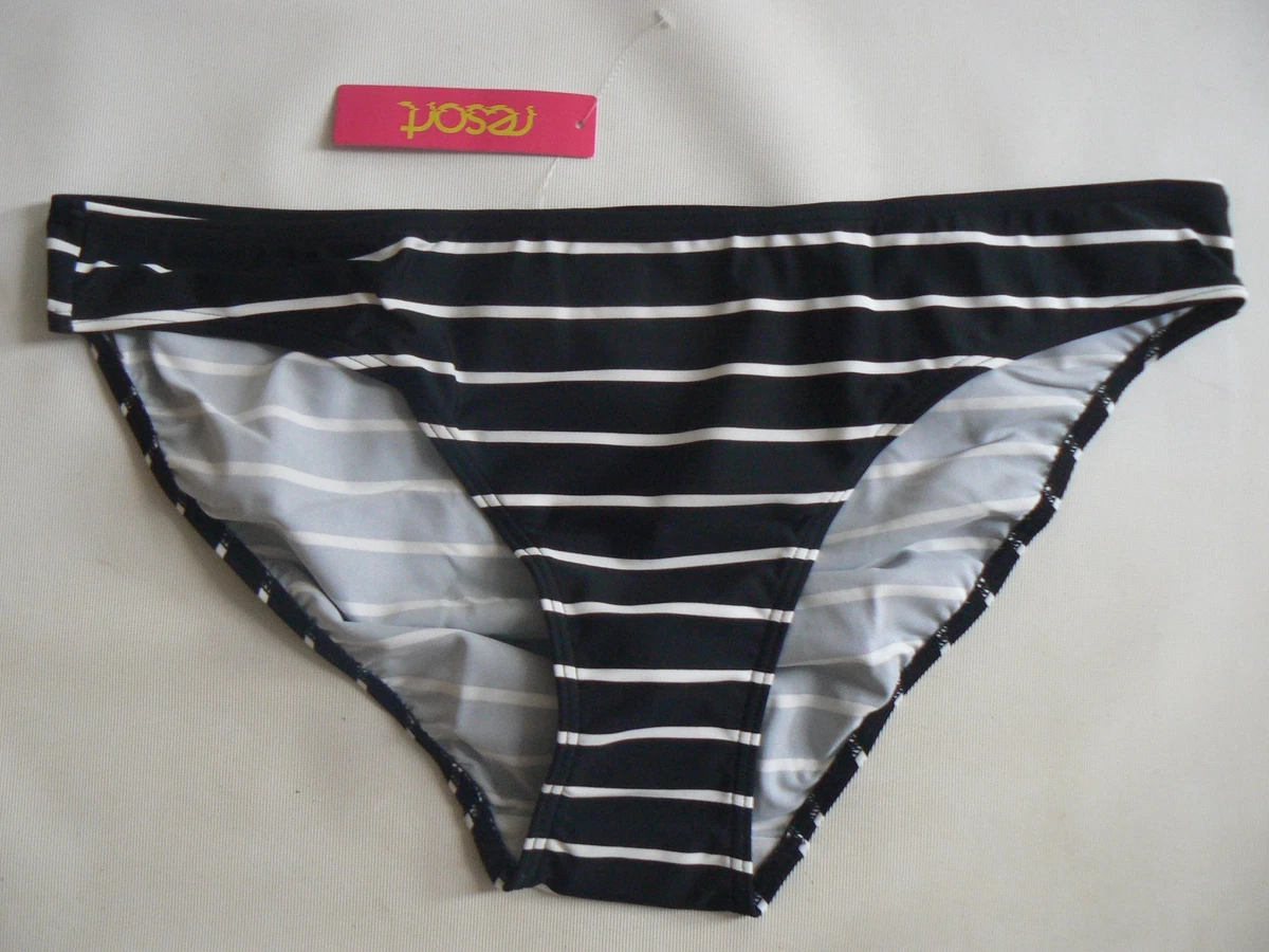 RESORT Striped Bikini Bottoms Briefs Black White UK Size 22 NEW
