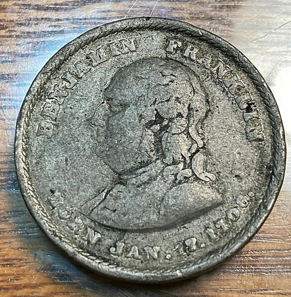 1860 Washington-Franklin Medal Tin Orig. Fine Jos. Merriam Musante-326 CHN - Image 2 of 2