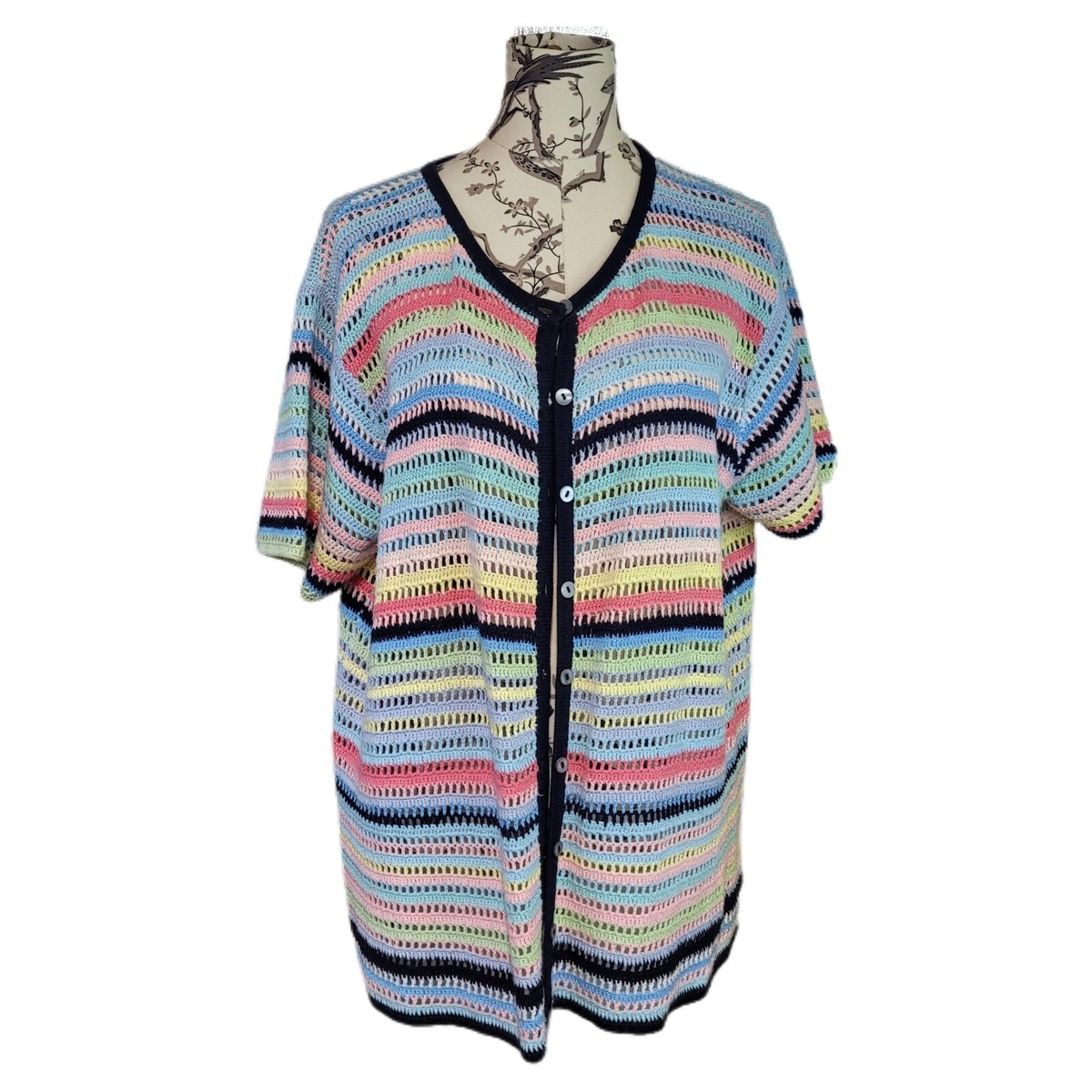 Crazy Horse Size 2X A Liz Claiborne Co. Crocheted Striped Short