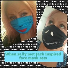 Face mask adult Nightmare Before Christmas inspired 100 cotton Washable 2pc set